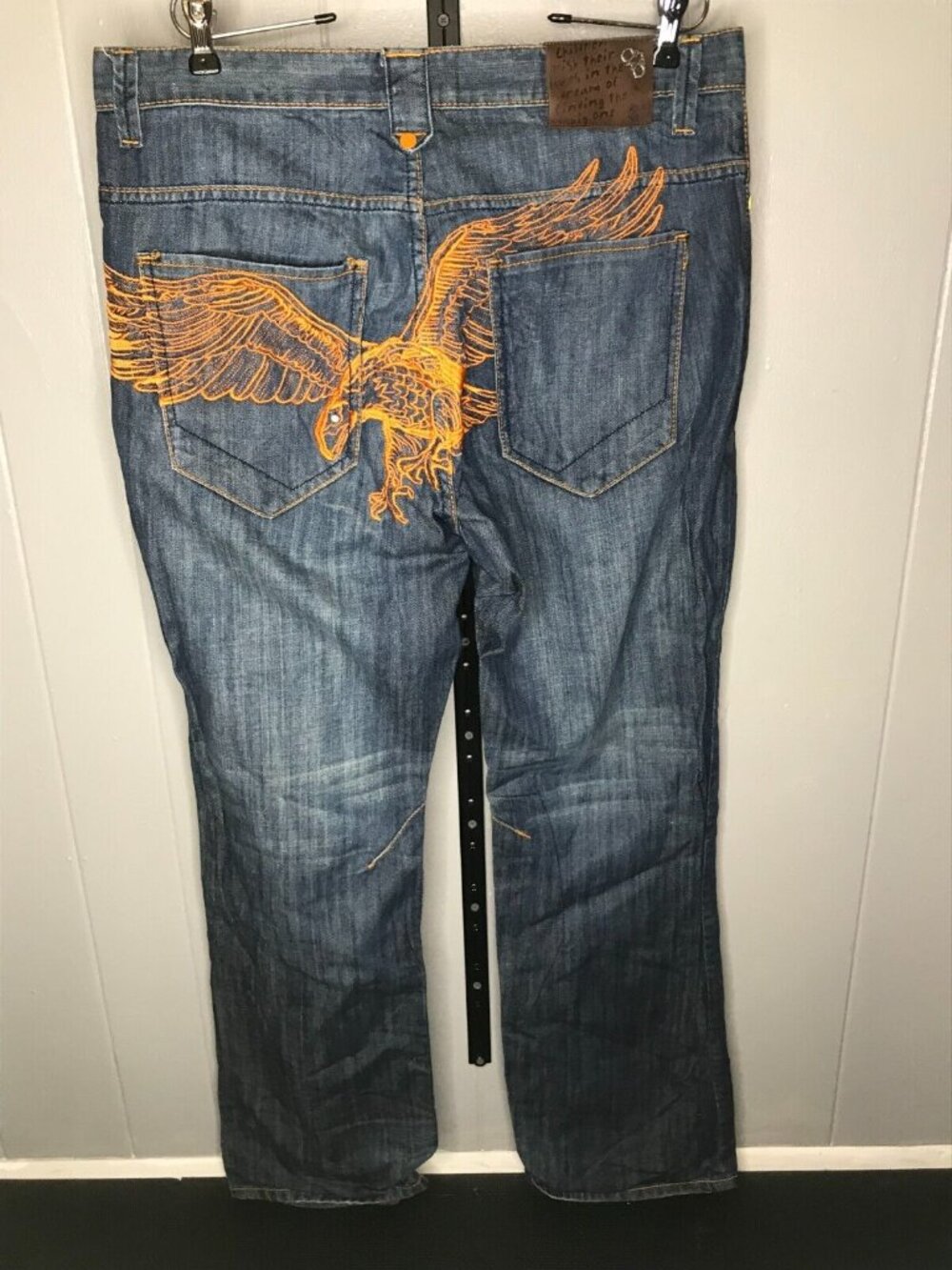 Konvict Jeans Baggy Embroidered Eagle Blue Denim Relaxed Men's Size 36X34